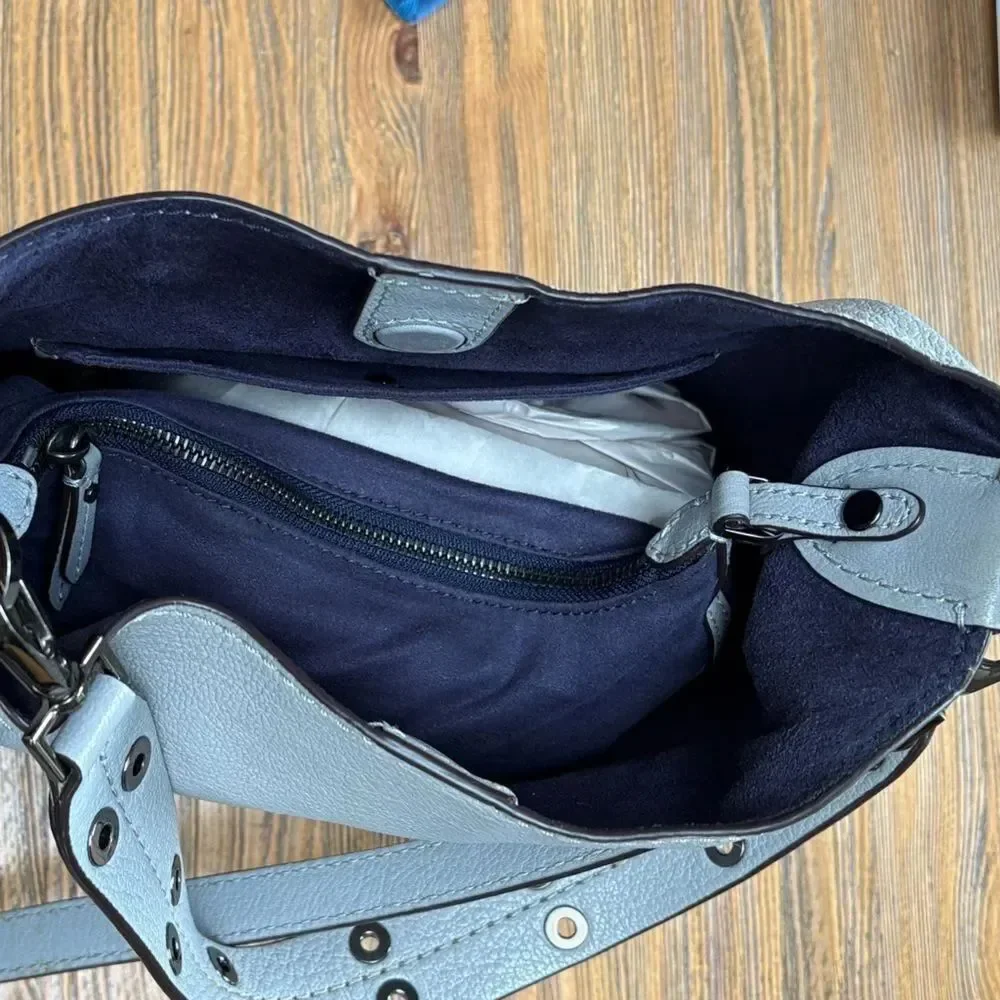 Kate Spade Bohemian Style Pebbled Gray Leather Shoulder Bag and Cross Body